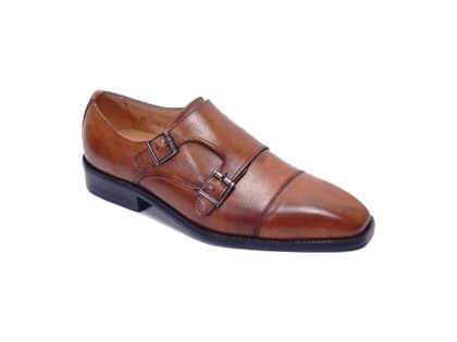 Giày Tây Nam - Monkstrap - Brouge 9 Nâu - Mũi Vuông
