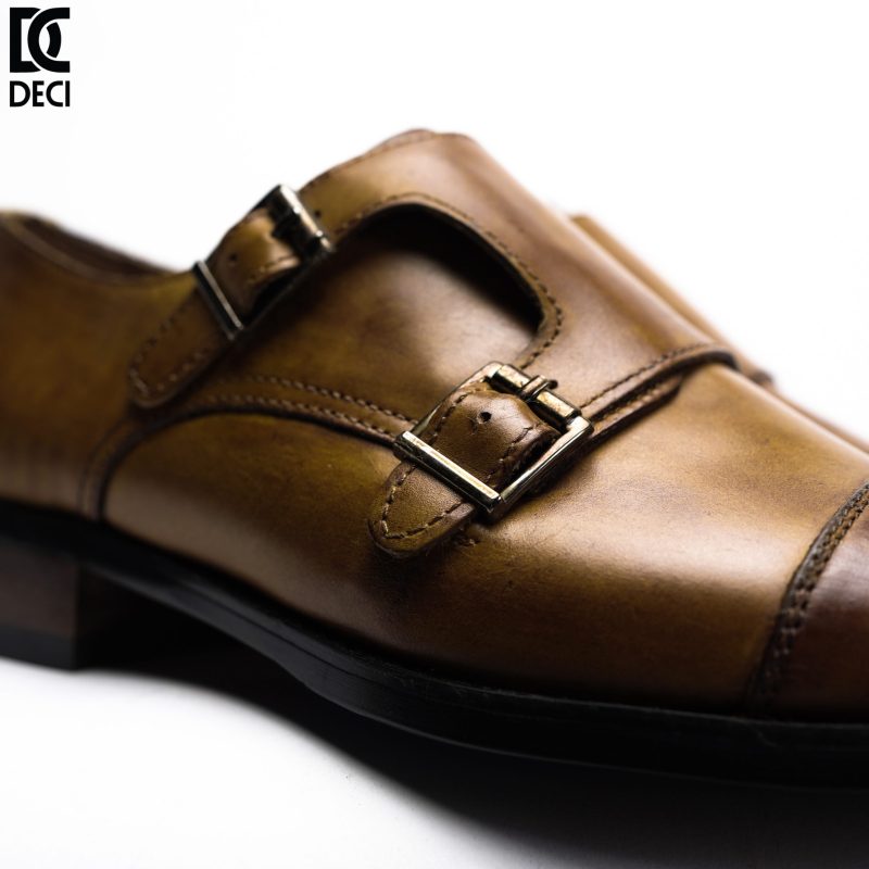 Giày Da Nam - Monkstrap - Brogue 9 Nâu - Mũi Tròn - Hình ảnh 5