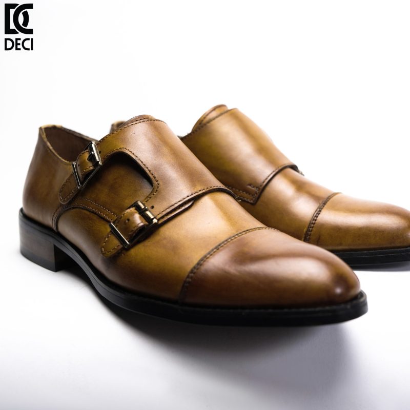 Giày Da Nam - Monkstrap - Brogue 9 Nâu - Mũi Tròn - Hình ảnh 2