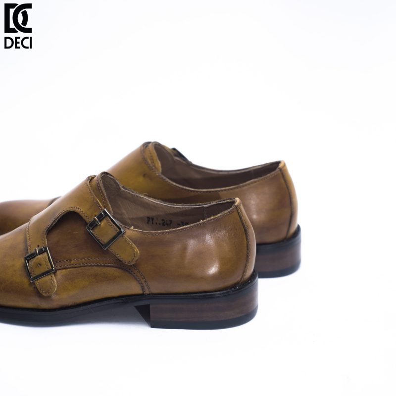 Giày Da Nam - Monkstrap - Brogue 9 Nâu - Mũi Tròn - Hình ảnh 4