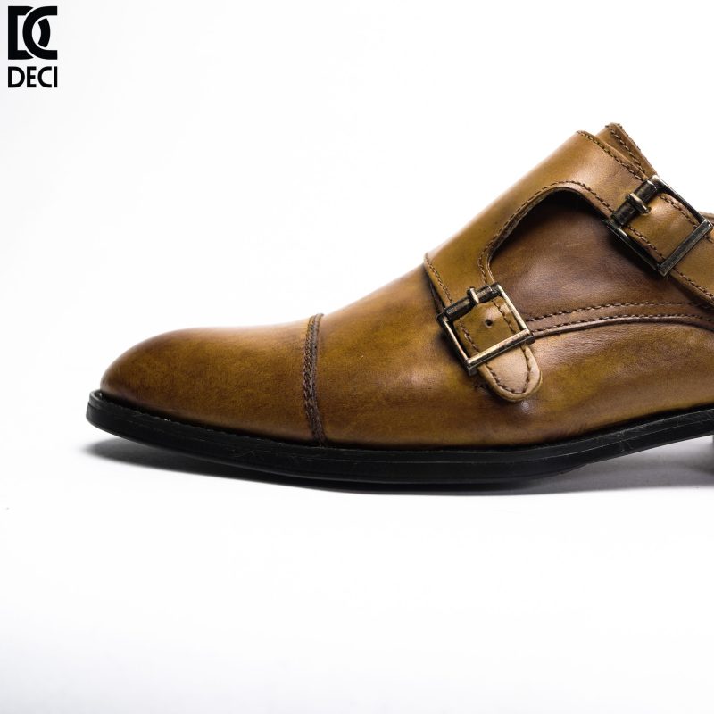 Giày Da Nam - Monkstrap - Brogue 9 Nâu - Mũi Tròn - Hình ảnh 3