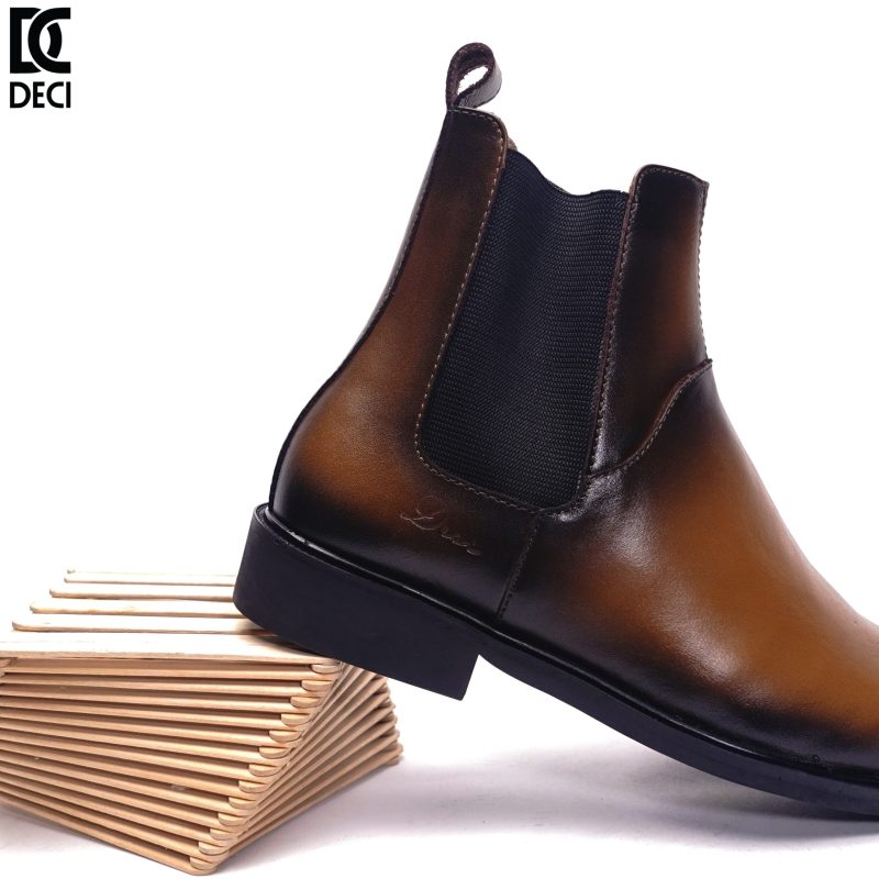 BROWN LEATHER CHELSEA BOOTS HA02 - Hình ảnh 4