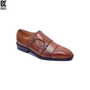 Giày Tây Nam - Monkstrap - Brouge 9 Nâu - Mũi Vuông