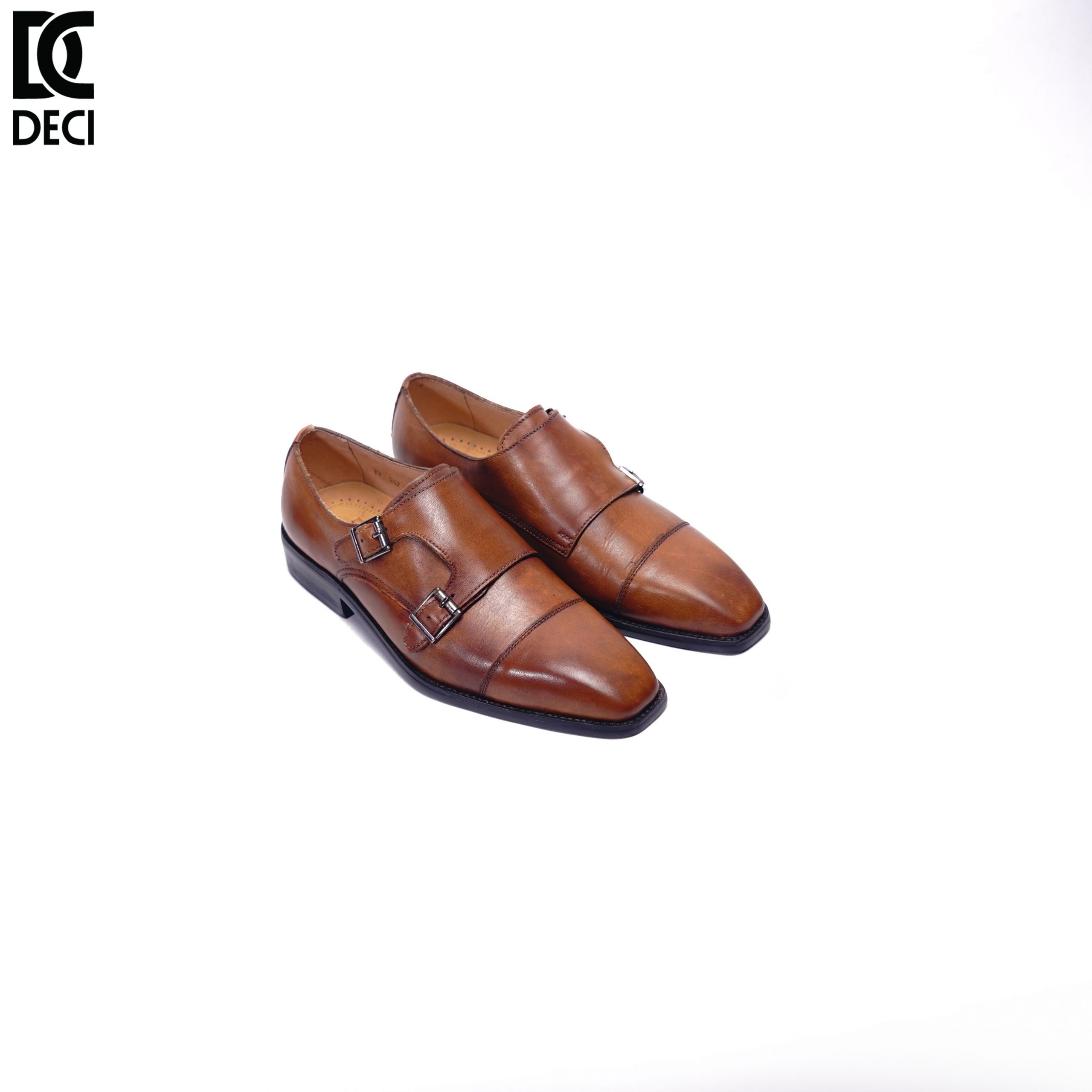 Giày Tây Nam - Monkstrap - Brouge 9 Nâu - Mũi Vuông - Ảnh 6