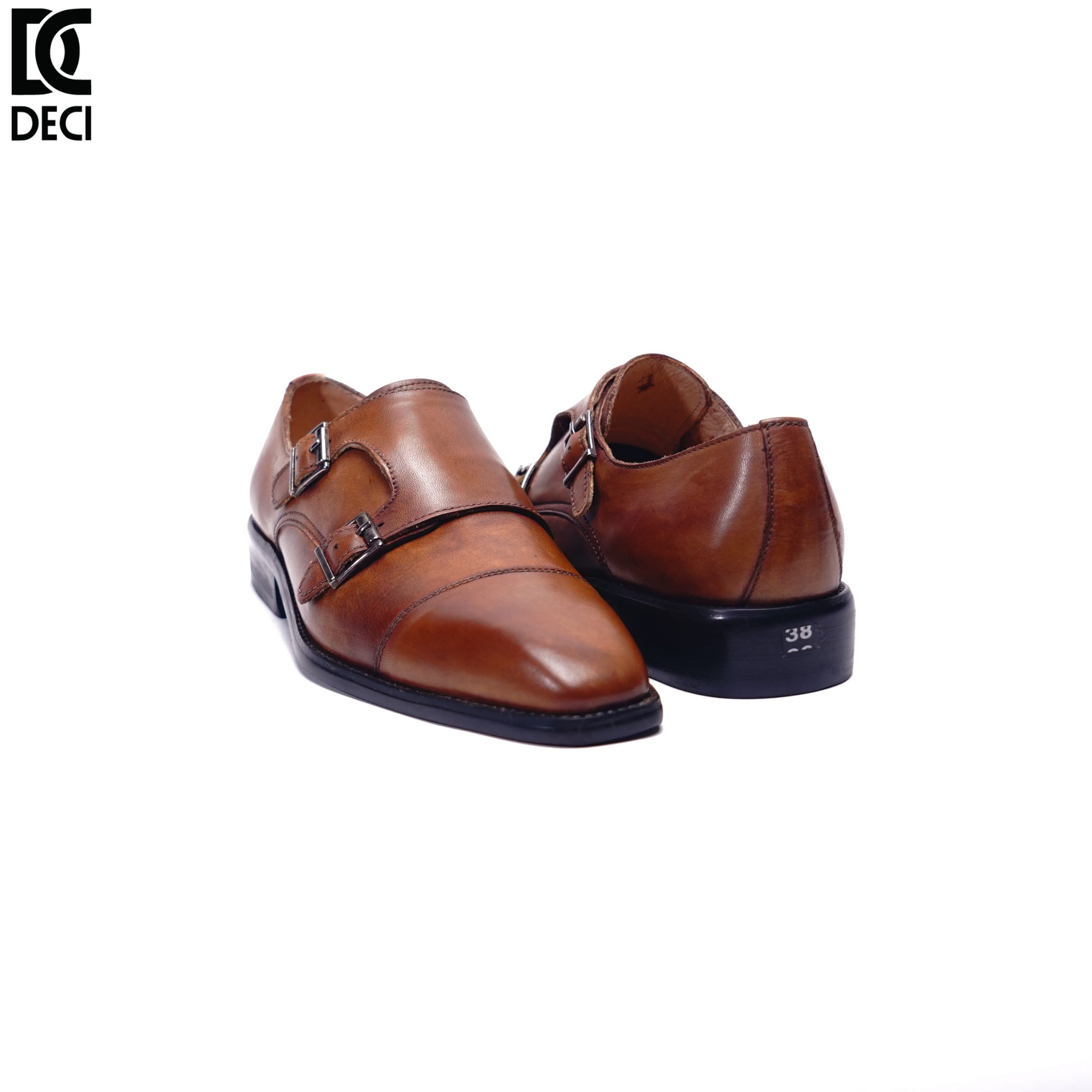 Giày Tây Nam - Monkstrap - Brouge 9 Nâu - Mũi Vuông - Ảnh 4